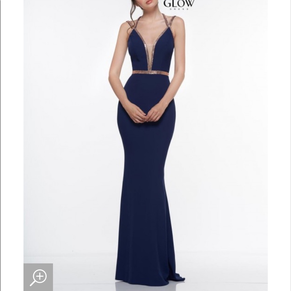 Royal Blue Formal Dress with Rose Gold Beading